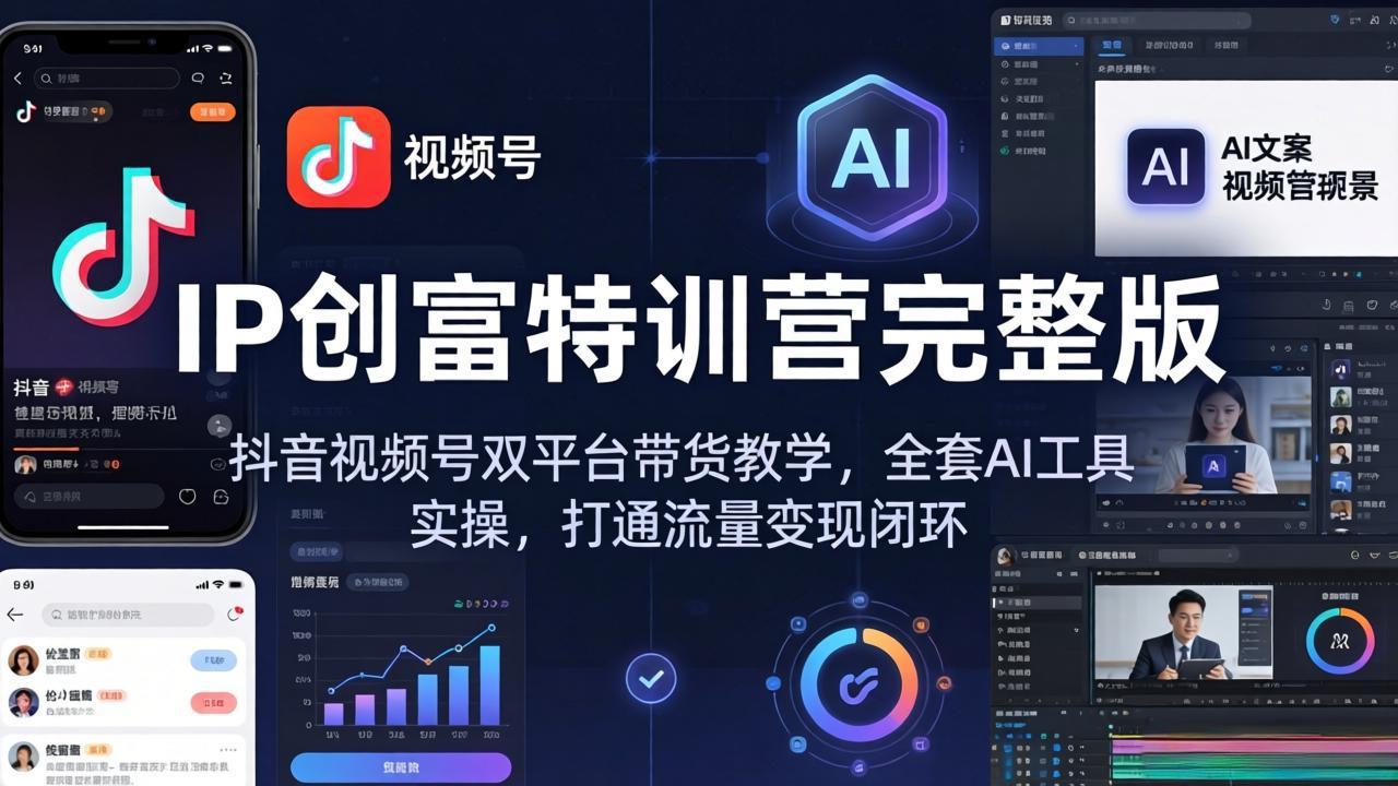 IP创富特训营完整版：抖音视频号双平台带货教学，全套AI工具实操，打通流量变现闭环-源创文化：轻创终点站