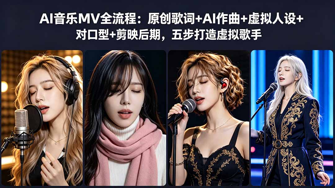 AI音乐MV全流程：原创歌词+AI作曲+虚拟人设+对口型+剪映后期，五步打造虚拟歌手-源创文化：轻创终点站