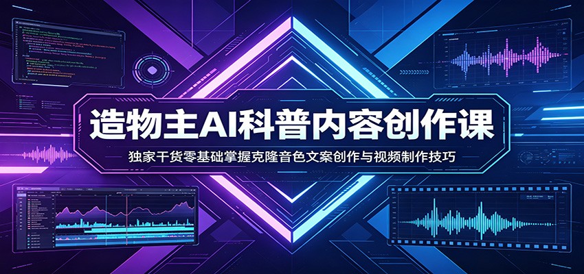 AI科普内容创作课：独家干货零基础掌握克隆音色文案创作与视频制作技巧-源创文化：轻创终点站