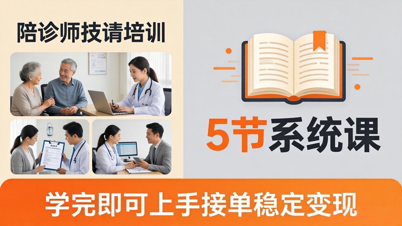 想做陪诊师不知从何下手？5节系统课教你掌握核心技能，学完即可上手接单稳定变现-源创文化：轻创终点站