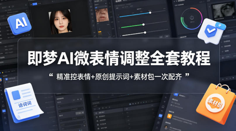即梦AI微表情调整全套教程，精准控表情+原创提示词+素材包一次配齐-源创文化：轻创终点站