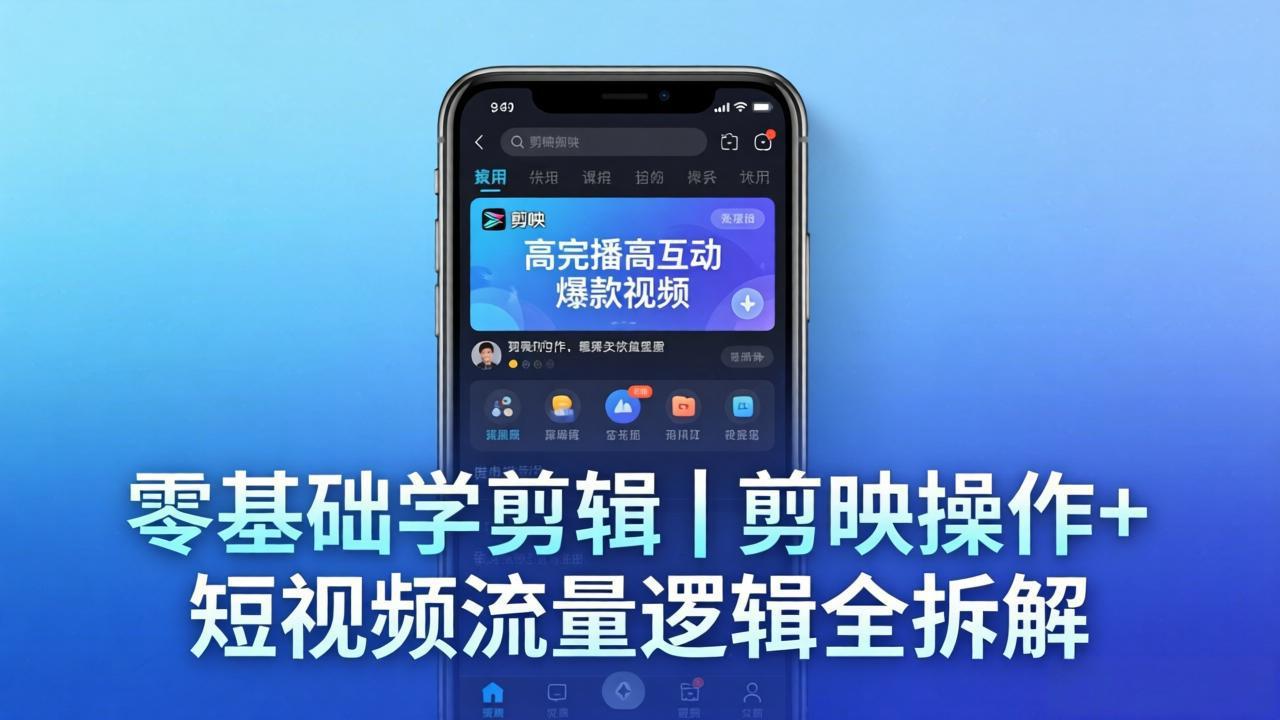 【零基础学剪辑】剪映操作+短视频流量逻辑全拆解｜手把手教你剪出高完播高互动爆款视频-源创文化：轻创终点站