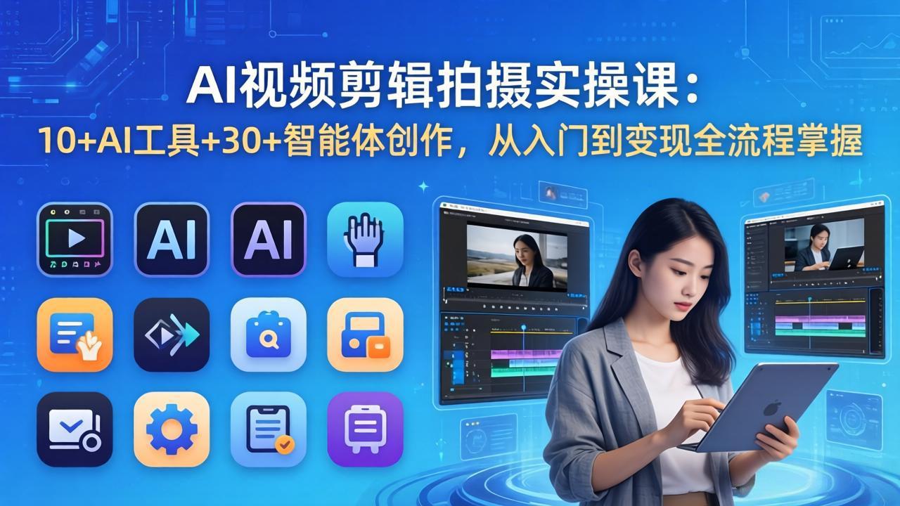 AI 视频剪辑拍摄实操课：10+AI工具+30+智能体创作，从入门到变现全流程掌握-源创文化：轻创终点站