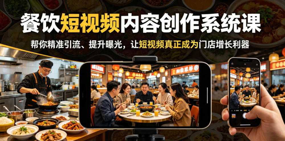 餐饮短视频内容创作系统课，帮你精准引流、提升曝光，让短视频真正成为门店增长利器-源创文化：轻创终点站