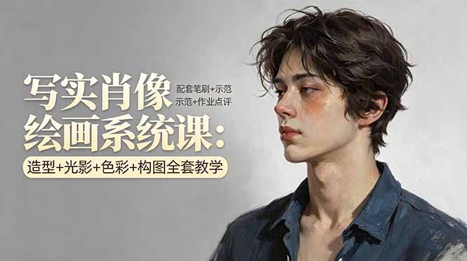 写实肖像绘画系统课：造型+光影+色彩+构图全套教学，配套笔刷+示范+作业点评-源创文化：轻创终点站