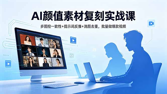 AI颜值素材复刻实战课，多图控一致性+提示词反推+洗图去重，批量做爆款视频-源创文化：轻创终点站