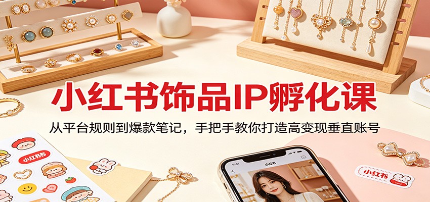 小红书饰品IP孵化课：从平台规则到爆款笔记，手把手教你打造高变现垂直账号-源创文化：轻创终点站