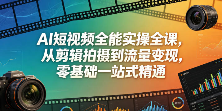 AI短视频全能实操全课，从剪辑拍摄到流量变现，零基础一站式精通-源创文化：轻创终点站
