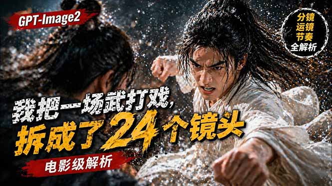用GPT-Image2，把一段武打对决拆成24个连续镜头，从人物建立、动作衔接、运镜节奏，到情绪爆发-源创文化：轻创终点站