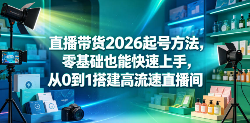 直播带货2026起号方法，零基础也能快速上手，从0到1搭建高流速直播间-源创文化：轻创终点站