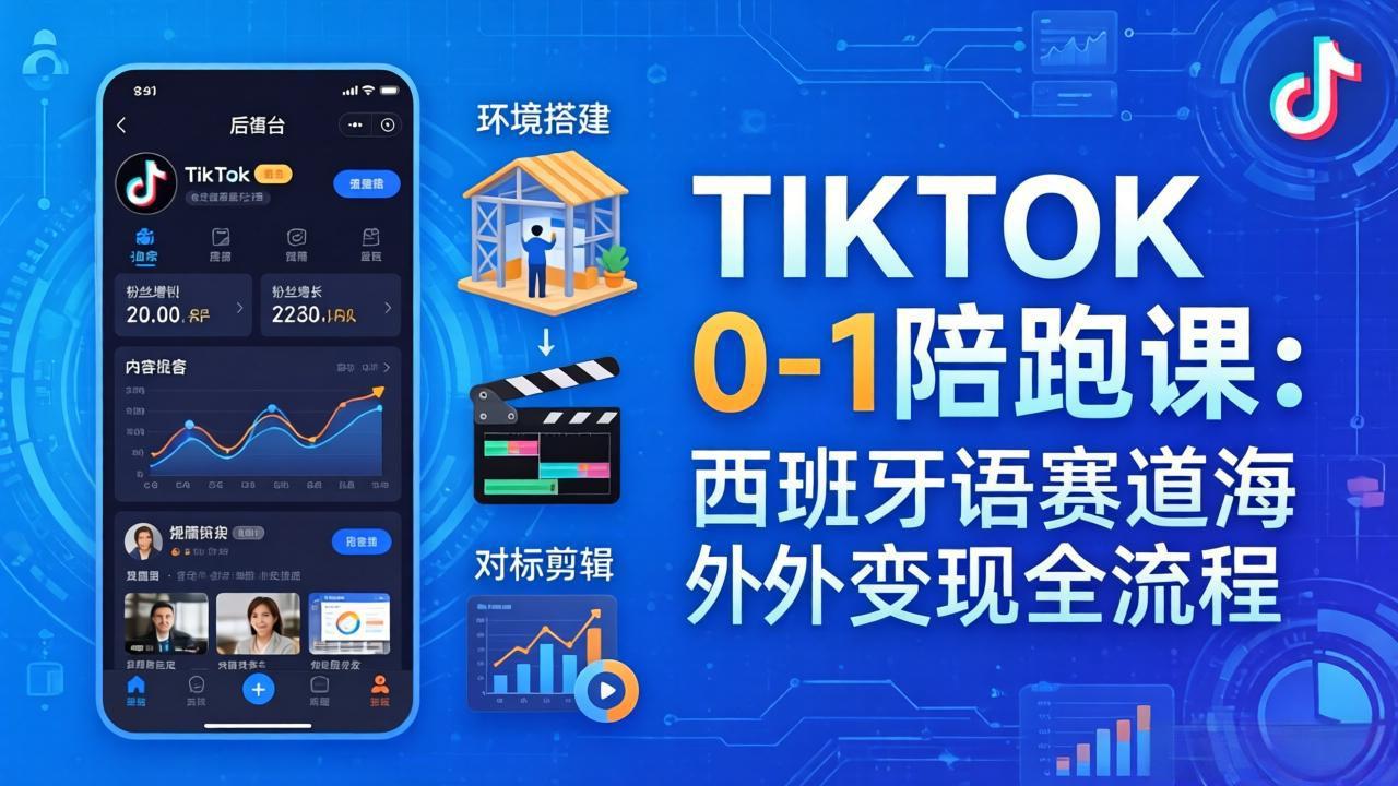 TIKTOK 0-1 陪跑课：从环境搭建到刷对标剪辑，西班牙语赛道海外变现全流程-源创文化：轻创终点站