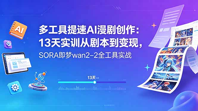 多工具提速AI漫剧创作：13天实训从剧本到变现，SORA即梦wan2-2全工具实战-源创文化：轻创终点站