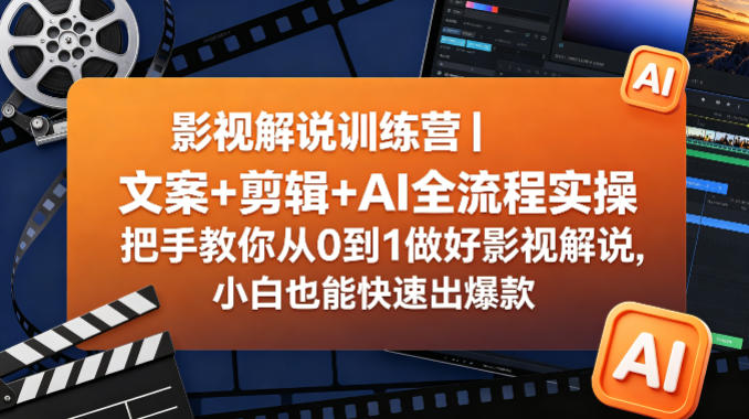 影视解说训练营｜文案+剪辑+AI全流程实操，把手教你从0到1做好影视解说，小白也能快速出爆款-源创文化：轻创终点站