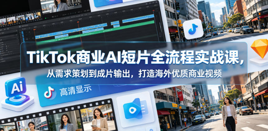 TikTok商业AI短片全流程实战课，从需求策划到成片输出，打造海外优质商业视频-源创文化：轻创终点站
