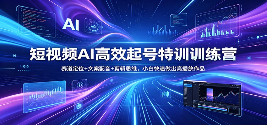 短视频AI高效起号特训训练营：赛道定位+文案配音+剪辑思维，小白快速做出高播放作品-源创文化：轻创终点站