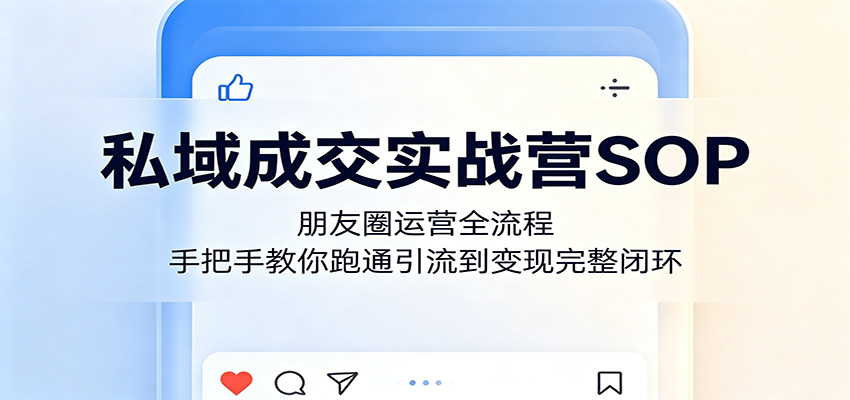 私域成交实战营SOP：朋友圈运营全流程，手把手教你跑通引流到变现完整闭环-源创文化：轻创终点站