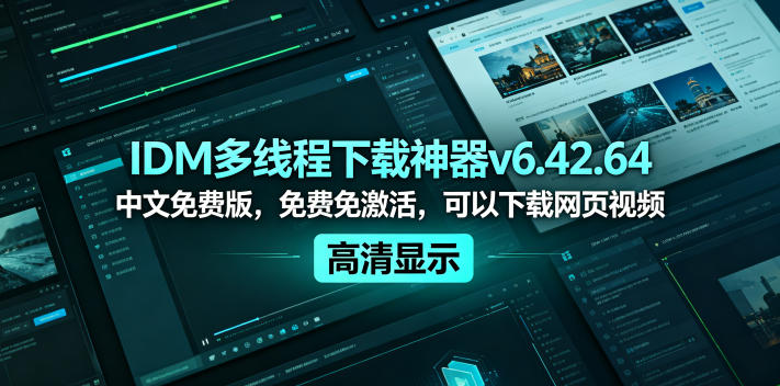 IDM多线程下载神器v6.42.64中文免费版，免费免激活，可以下载网页视频(例如飞书文档内的视频)-源创文化：轻创终点站