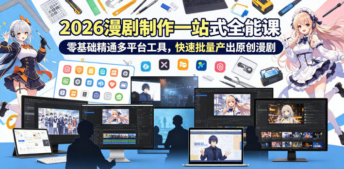 2026 AI漫剧制作一站式全能课，零基础精通多平台工具，快速批量产出原创漫剧-源创文化：轻创终点站