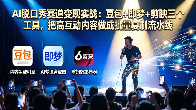 AI脱口秀赛道变现实战：豆包+即梦+剪映三个工具，把高互动内容做成批量复制流水线-源创文化：轻创终点站