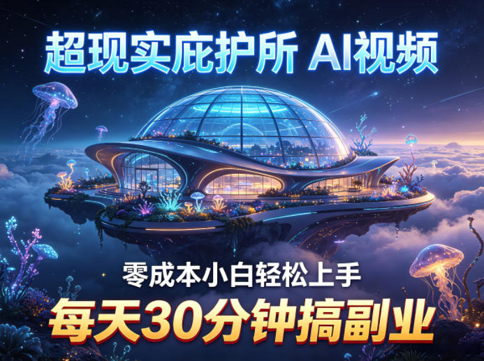 超现实庇护所AI视频项目拆解，零成本小白轻松上手，每天30分钟搞副业-源创文化：轻创终点站