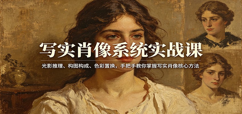 写实肖像系统实战课：光影推理、构图构成、色彩置换，手把手教你掌握写实肖像核心方法-源创文化：轻创终点站
