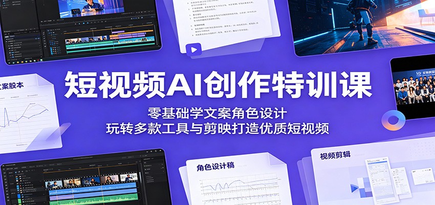 短视频AI创作特训课：零基础学文案角色设计，玩转多款工具与剪映打造优质短视频-源创文化：轻创终点站