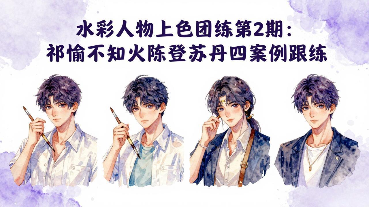 水彩人物上色团练第2期：祁煜不知火陈登苏丹四案例跟练，手把手提升绘画能力-源创文化：轻创终点站