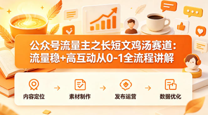 公众号流量主之长短文鸡汤赛道，流量稳+高互动，从0-1全流程讲解-源创文化：轻创终点站
