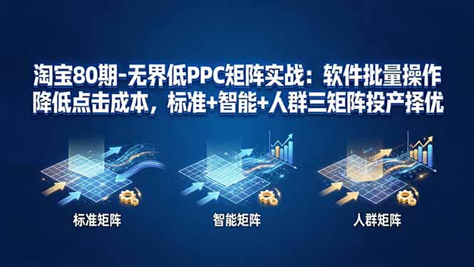 淘宝80期-无界低PPC矩阵实战：软件批量操作降低点击成本，标准+智能+人群三矩阵投产择优-源创文化：轻创终点站