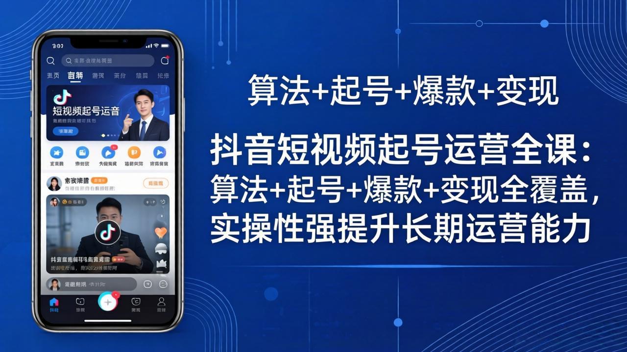 抖音短视频起号运营全课：算法+起号+爆款+变现全覆盖，实操性强提升长期运营能力-源创文化：轻创终点站