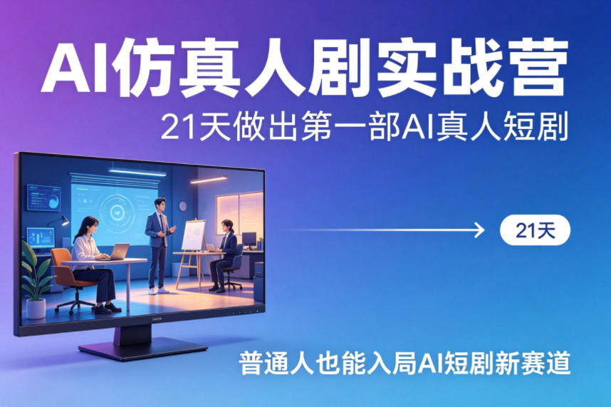 AI仿真人剧实战营，21天做出第一部AI真人短剧，普通人也能入局AI短剧新赛道-源创文化：轻创终点站