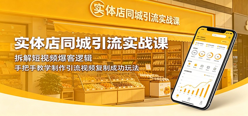 实体店同城引流实战课：拆解短视频爆客逻辑，手把手教学制作引流视频复制成功玩法-源创文化：轻创终点站