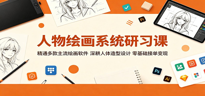 人物绘画系统研习课：精通多款主流绘画软件，深耕人体造型设计，零基础接单变现-源创文化：轻创终点站