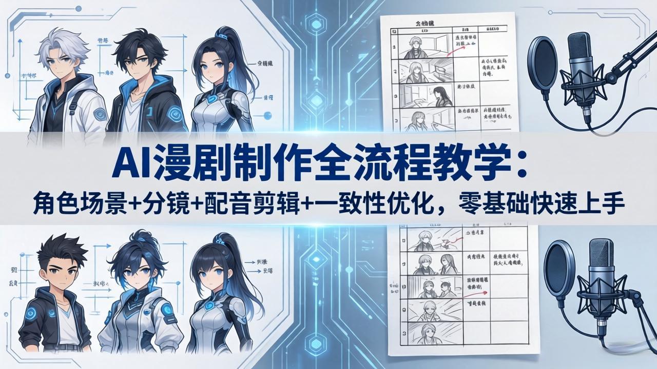 AI漫剧制作全流程教学：角色场景+分镜+配音剪辑+一致性优化，零基础快速上手-源创文化：轻创终点站