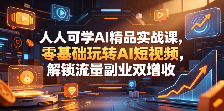 人人可学AI精品实战课,零基础玩转AI短视频,解锁流量副业双增收-源创文化:轻创终点站