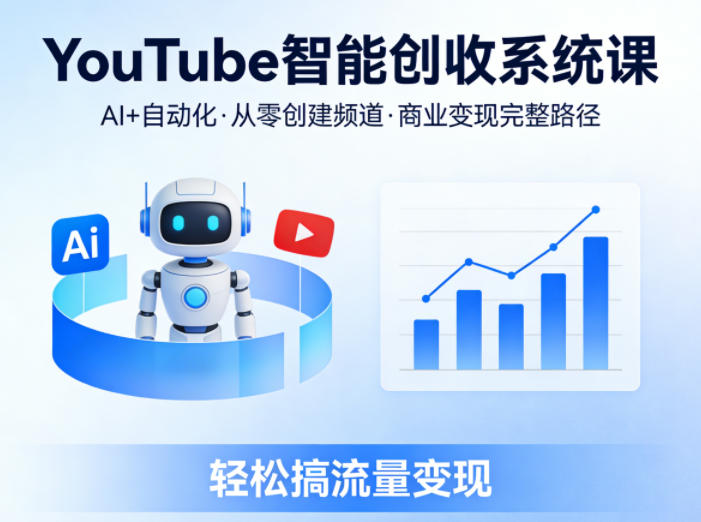 YouTube智能创收系统课，AI+自动化，从零创建YouTube频道并实现商业变现的完整路径，轻松搞流量变现-源创文化：轻创终点站