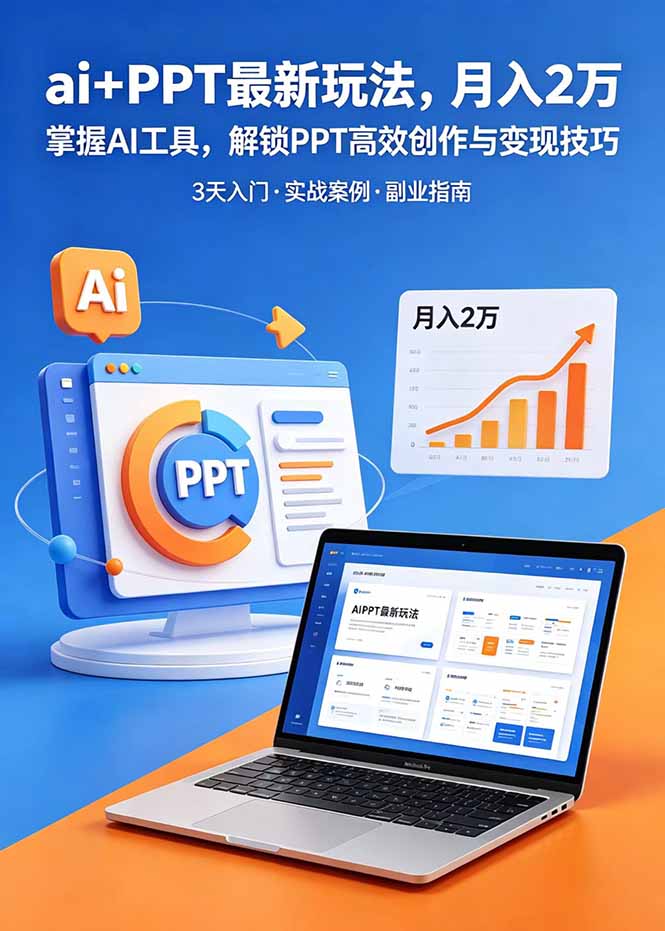 ai+PPT最新玩法,月入2万掌握AI工具,解锁PPT高效创作与变现技巧3天入门,实战案例·副业指南-源创文化:轻创终点站