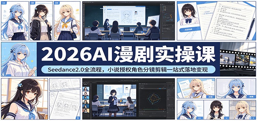 2026AI漫剧实操课：Seedance2.0全流程，小说授权角色分镜剪辑一站式落地变现-源创文化：轻创终点站