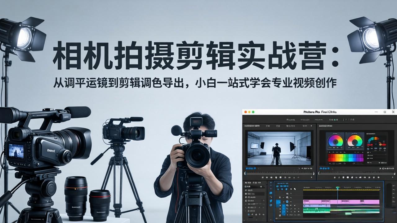 相机拍摄剪辑实战营：从调平运镜到剪辑调色导出，小白一站式学会专业视频创作-源创文化：轻创终点站