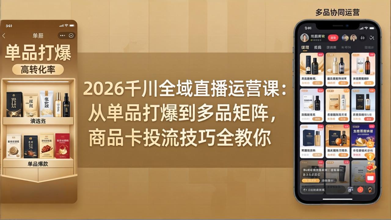 2026千川全域直播运营课：从单品打爆到多品矩阵，商品卡投流技巧全教你-源创文化：轻创终点站