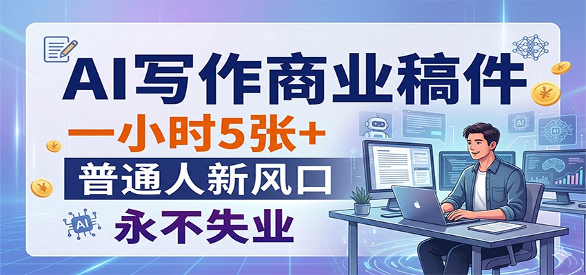 AI写作商业稿件，一小时5张+，普通人新风口，永不失业-源创文化：轻创终点站