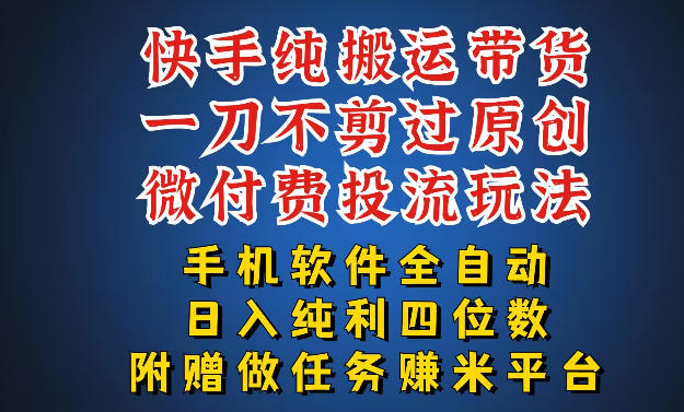 最新黑科技快手搬运带货方法，手机就能操作，轻松带你日入四位数【揭秘】-源创文化：轻创终点站