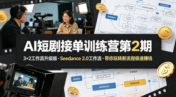AI短剧接单训练营第2期，3+2工作流升级版，Seedance 2.0工作流，带你玩转新流程极速賺钱-源创文化：轻创终点站