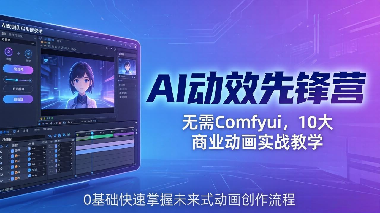 AI 动效先锋营：无需Comfyui，10大商业动画实战教学，0基础快速掌握未来式动画创作流程-源创文化：轻创终点站