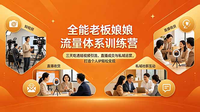 全能老板娘流量体系训练营，三天吃透短视频引流、直播成交与私域运营，打造个人IP轻松变现-源创文化：轻创终点站