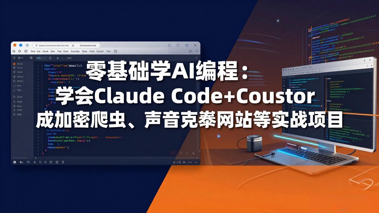 零基础学AI编程：学会Claude Code+Cursor完成加密爬虫、声音克隆网站等实战项目-源创文化：轻创终点站