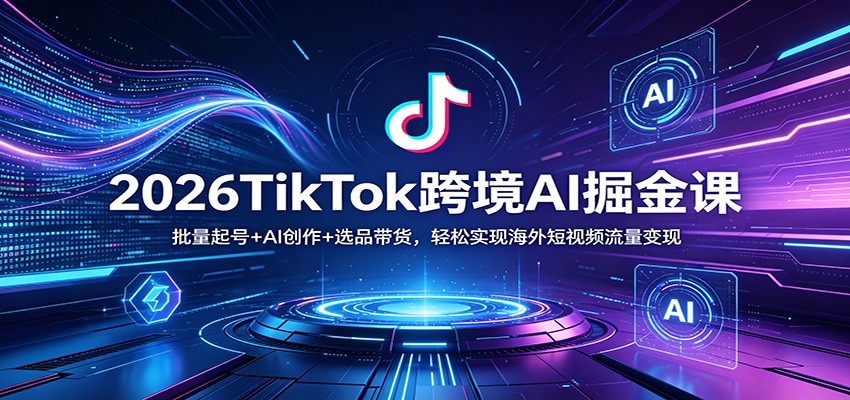2026TikTok跨境AI掘金课：批量起号+AI创作+选品带货，轻松实现海外短视频流量变现-源创文化：轻创终点站