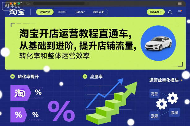 淘宝开店运营教程直通车，从基础到进阶，提升店铺流量，转化率和整体运营效率(更新26年4月20日)-源创文化：轻创终点站