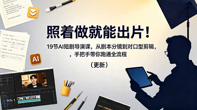 照着做就能出片！19节AI短剧导演课，从剧本分镜到对口型剪辑，手把手带你跑通全流程(更新-源创文化：轻创终点站