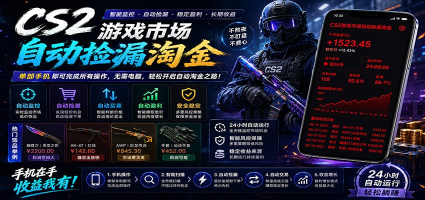CSGO挂机捡漏项目通过利用游戏饰品交易机制，结合薄凉软件辅助捡漏，实现盈利-源创文化：轻创终点站